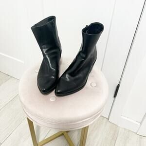 A New Day Black Faux Leather Pointed Ankle Booties Size 8.5